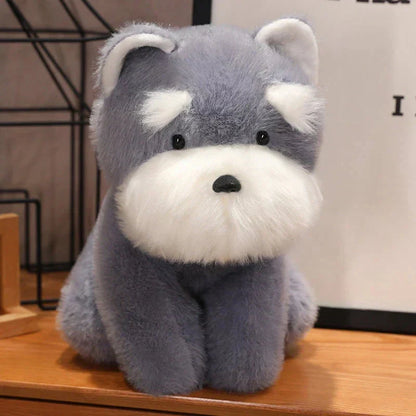 Cuddly Grey Beige Schnauzer Dog Soft Toy