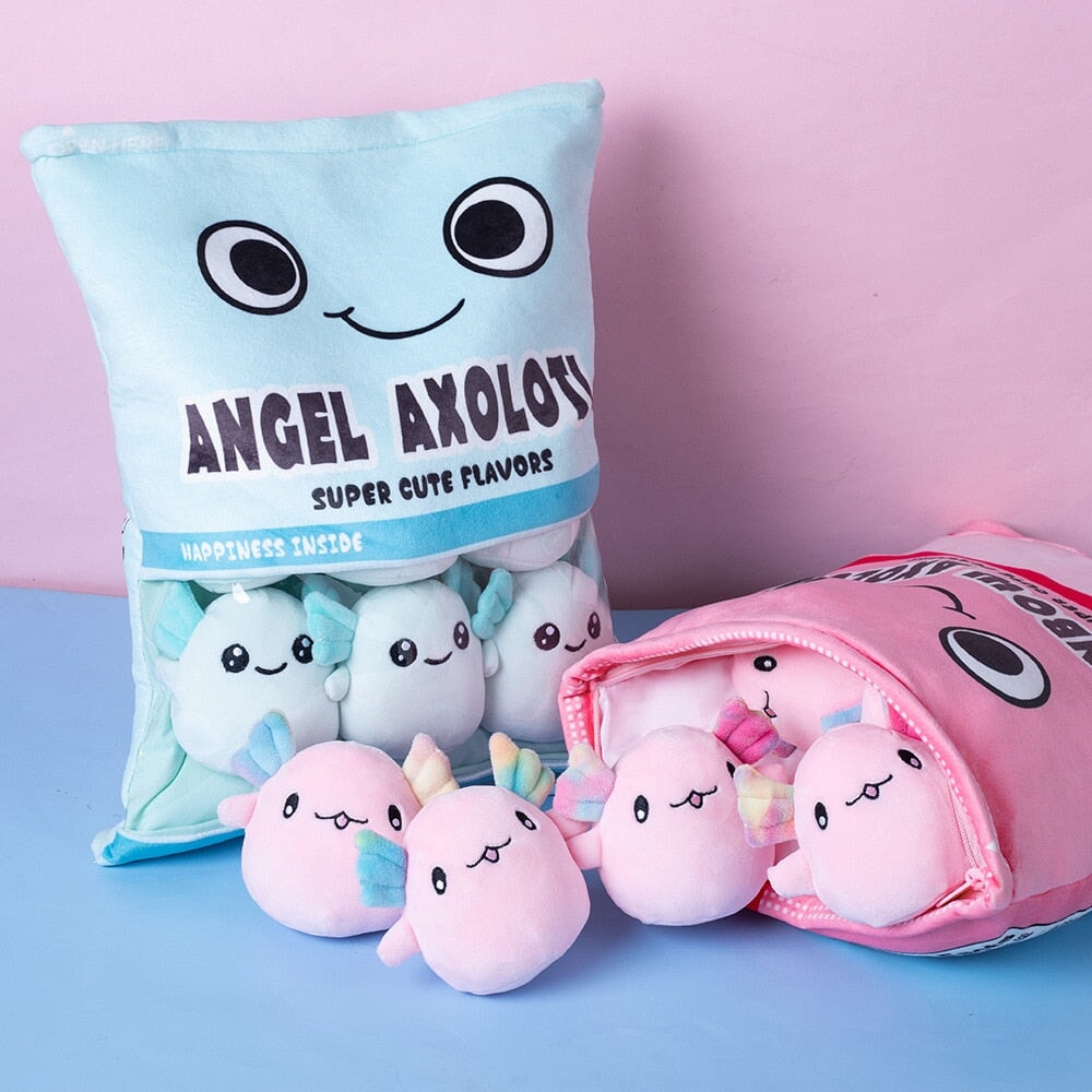 Colorful Axolotl Sweet Treat Plush Bag