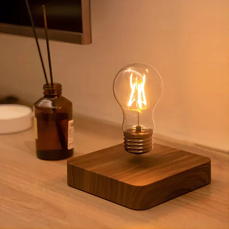 Floating LED Lamp with Wooden Stand