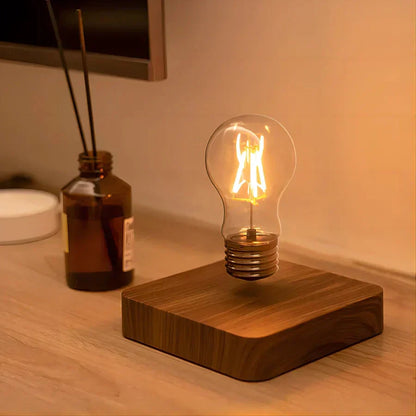 Floating LED Lamp with Wooden Stand