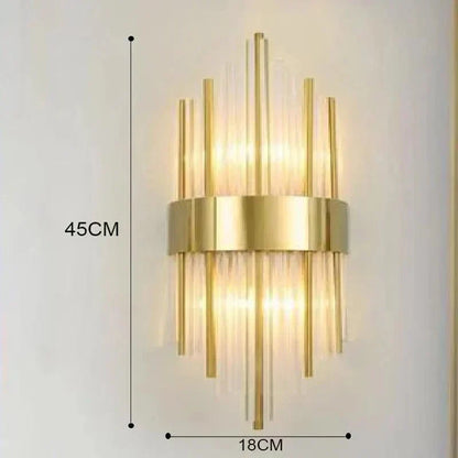 Luxurious Crystal Glass Wall Lamp with Gold Accent