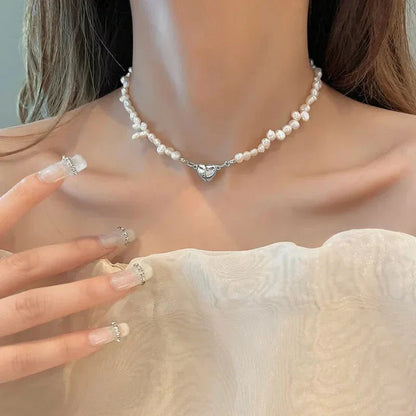 Trendy Crystal Pearl Choker Set Necklace and Bracelet