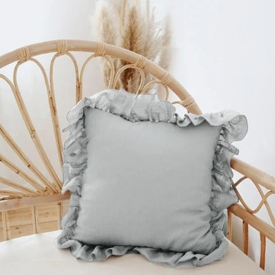 Soft Ruffled Linen Pillow Cover