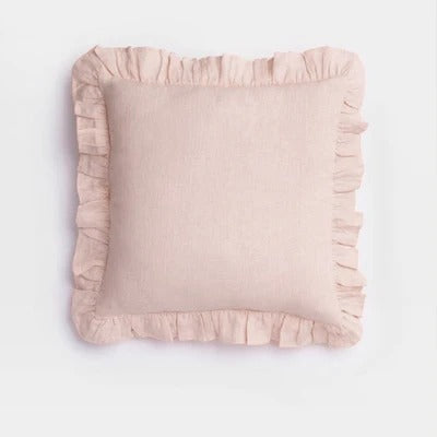 Soft Ruffled Linen Pillow Cover