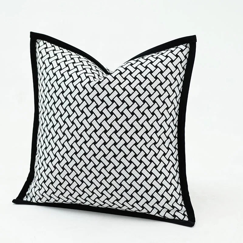 Soft Plush Cushion Cover - Reversible Geometric Pattern