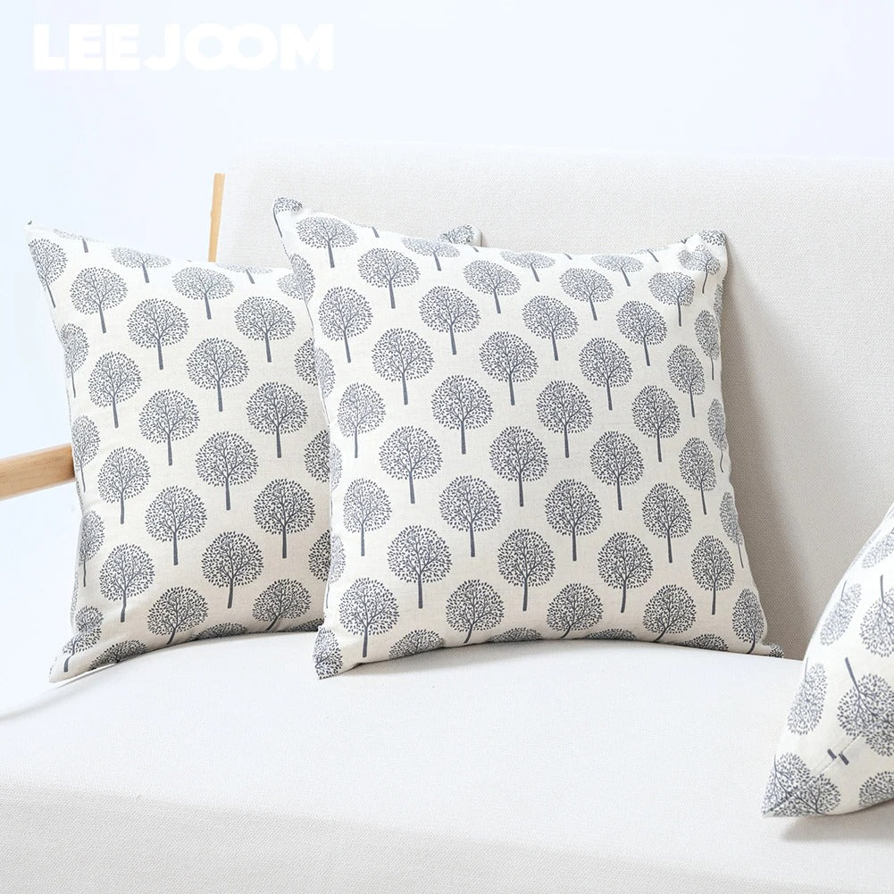 Elegant Linen Pillow Cover with Classic Print Design