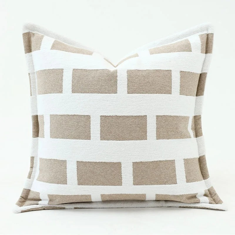 Soft Plush Cushion Cover - Reversible Geometric Pattern
