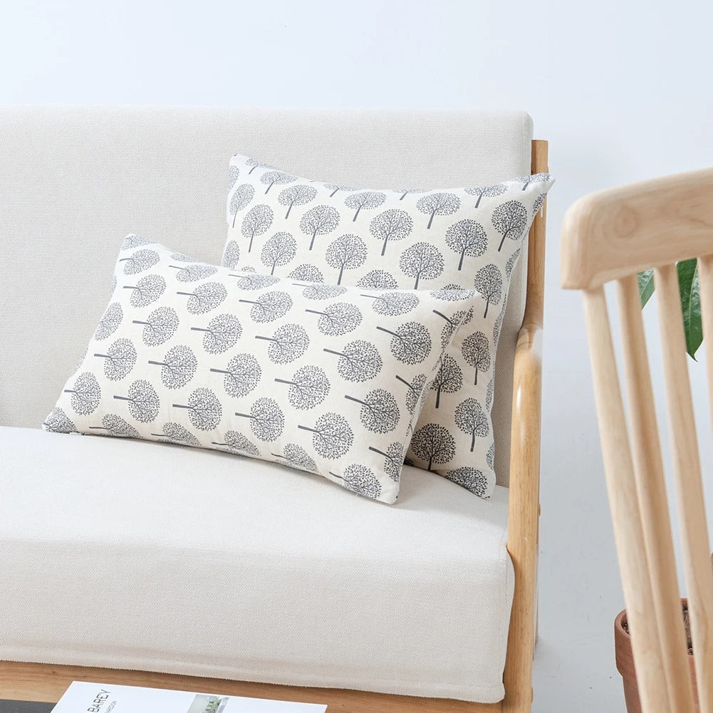 Elegant Linen Pillow Cover with Classic Print Design