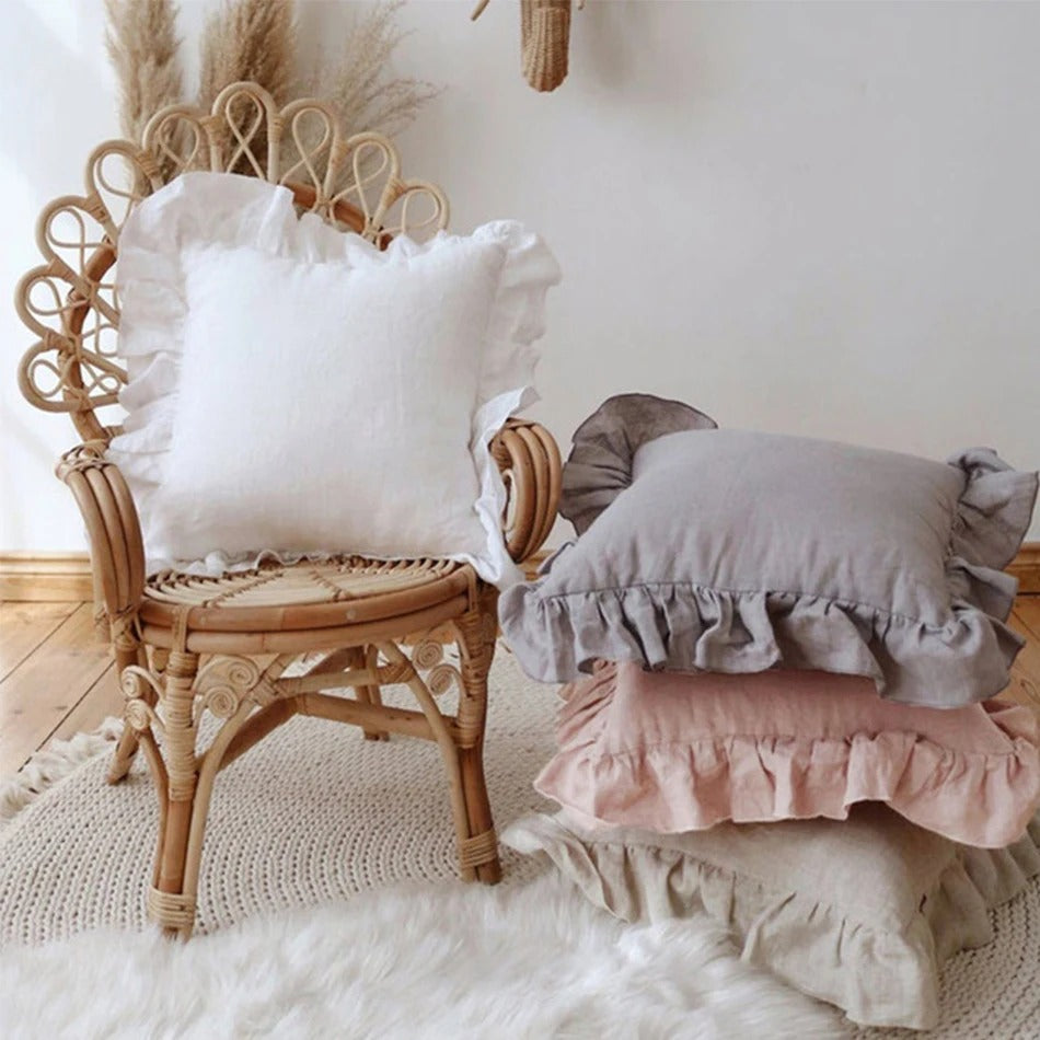 Soft Ruffled Linen Pillow Cover - Yeezlab