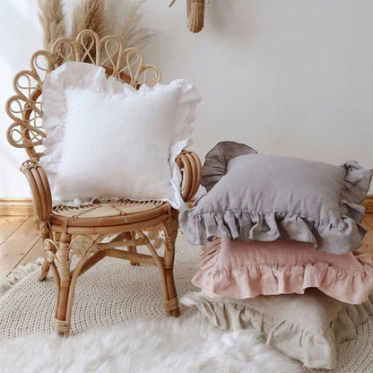 Soft Ruffled Linen Pillow Cover - Yeezlab