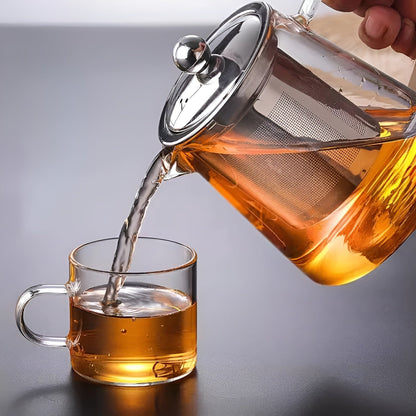 Premium Tea Infuser Glass Teapot with Steel Filter