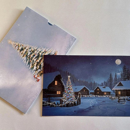Festive Holiday Village LED Light Postcard