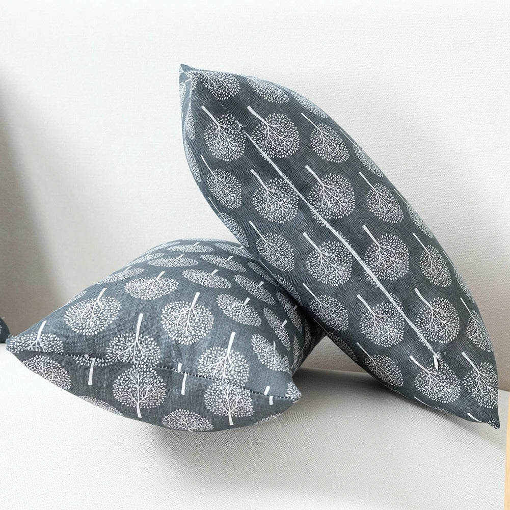 Elegant Linen Pillow Cover with Classic Print Design