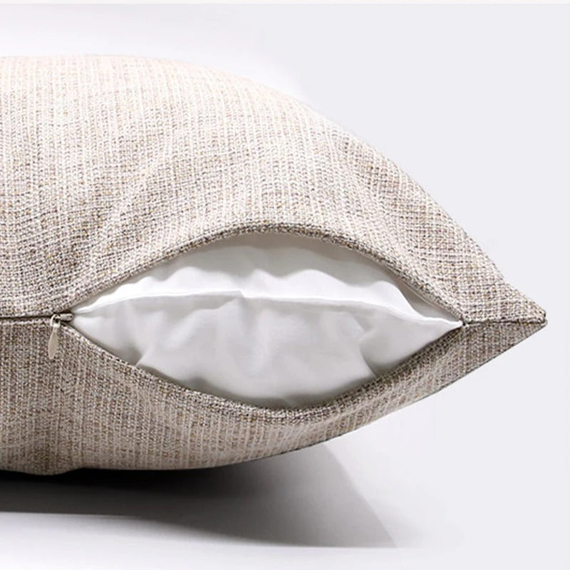 Stylish Linen Cushion Cover with Colorful Tassels
