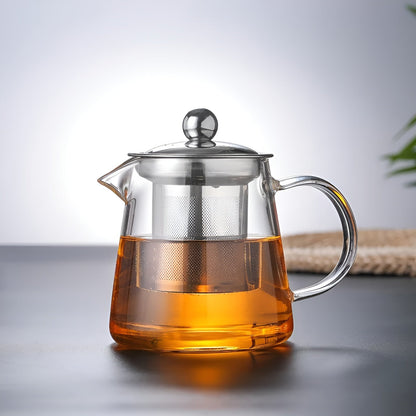 Premium Tea Infuser Glass Teapot with Steel Filter