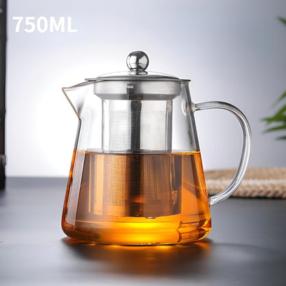 Premium Tea Infuser Glass Teapot with Steel Filter