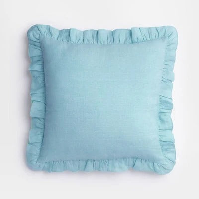 Soft Ruffled Linen Pillow Cover