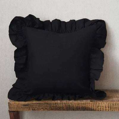 Soft Ruffled Linen Pillow Cover