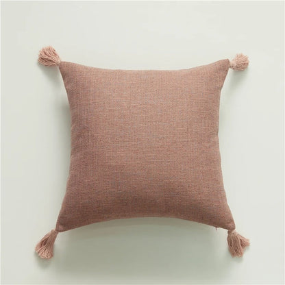 Stylish Linen Cushion Cover with Colorful Tassels
