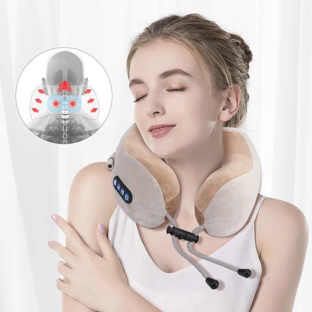 Massaging Neck Pillow - Pillow Portable Heated Massage Ideal for Travel, Relaxation and Office, U Shaped Pillow For Shoulder, Cervical Pain Relief Fatigue - Yeezlab