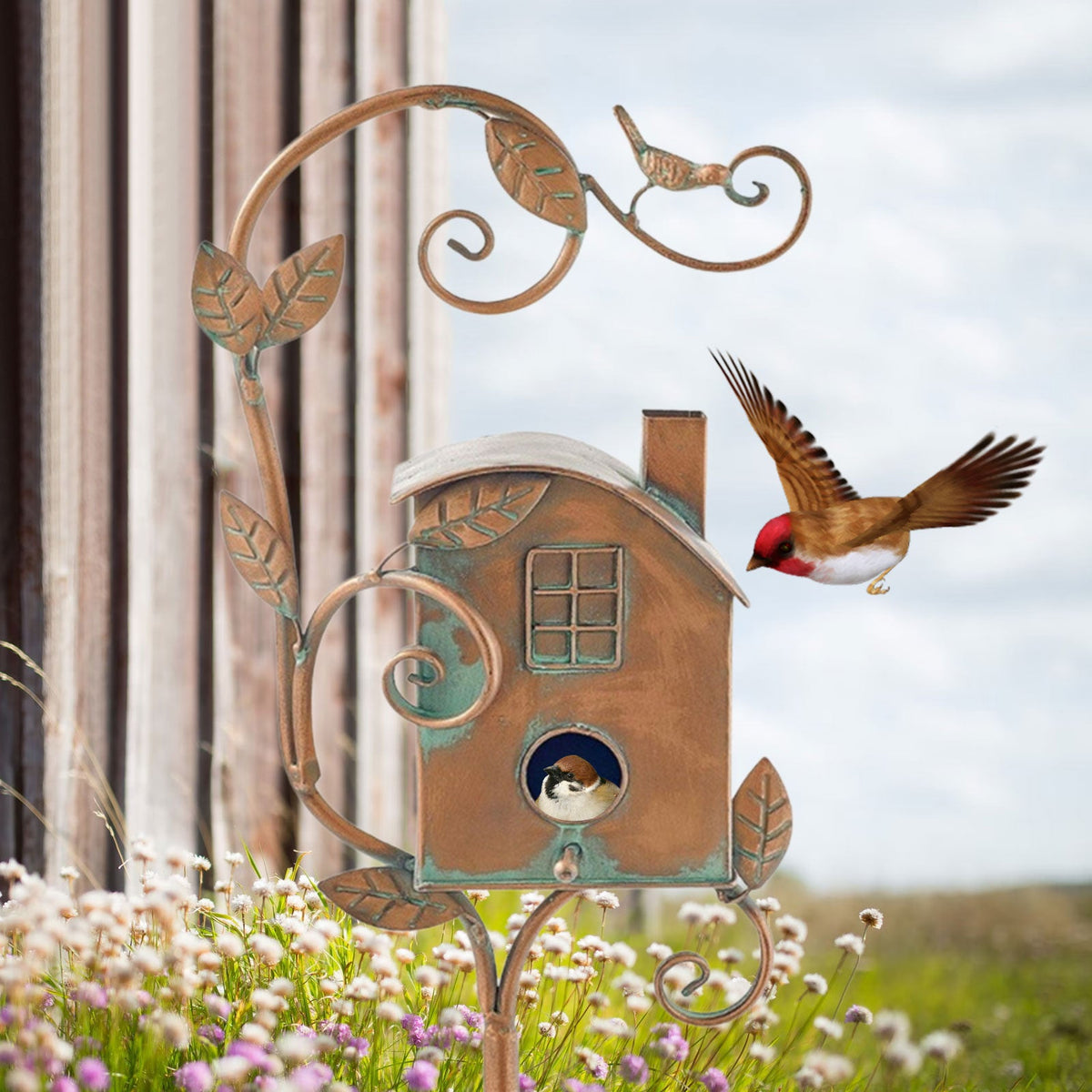 Decorative Metal Birdhouse Garden Decoration