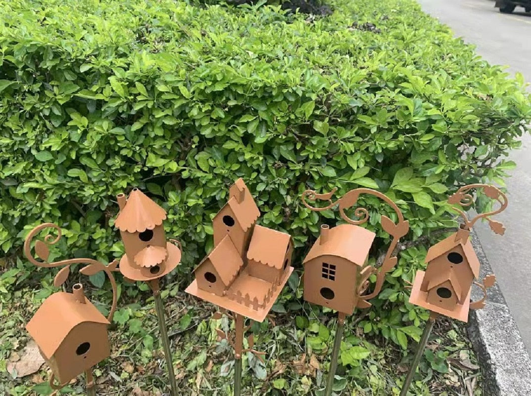 Decorative Metal Birdhouse Garden Decoration