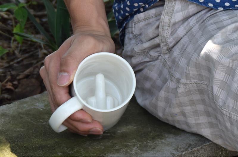 Funny Novelty Middle Finger Coffee Mug