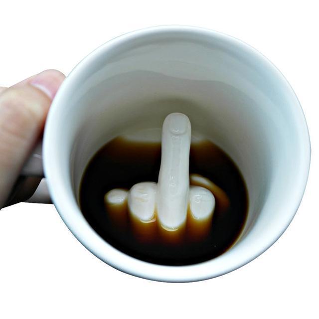 Funny Novelty Middle Finger Coffee Mug