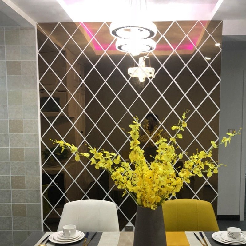 Geometric Wall Mirror Decals with 3D Effect