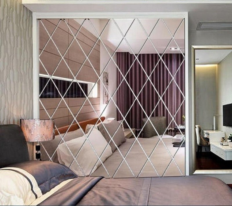 Geometric Wall Mirror Decals with 3D Effect