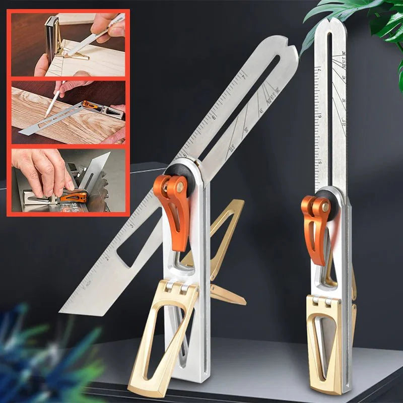Multi-Functional Dovetail Marker -  Heavy-duty High-precision Stainless Steel Multi-angle Square Movable Woodworking Angle Ruler - Yeezlab