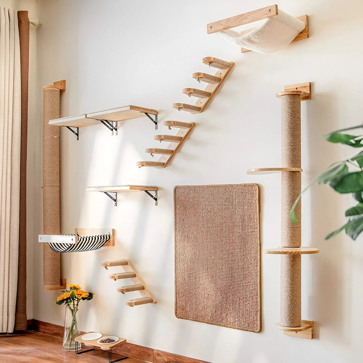 Cat Tower Wall Shelf with Scratch Pad