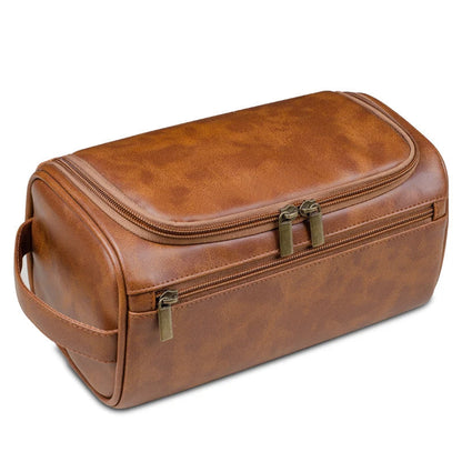 Luxury Travel Wash Bag with Genuine Leather