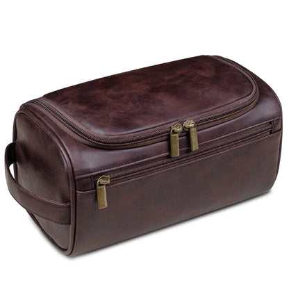 Luxury Travel Wash Bag with Genuine Leather