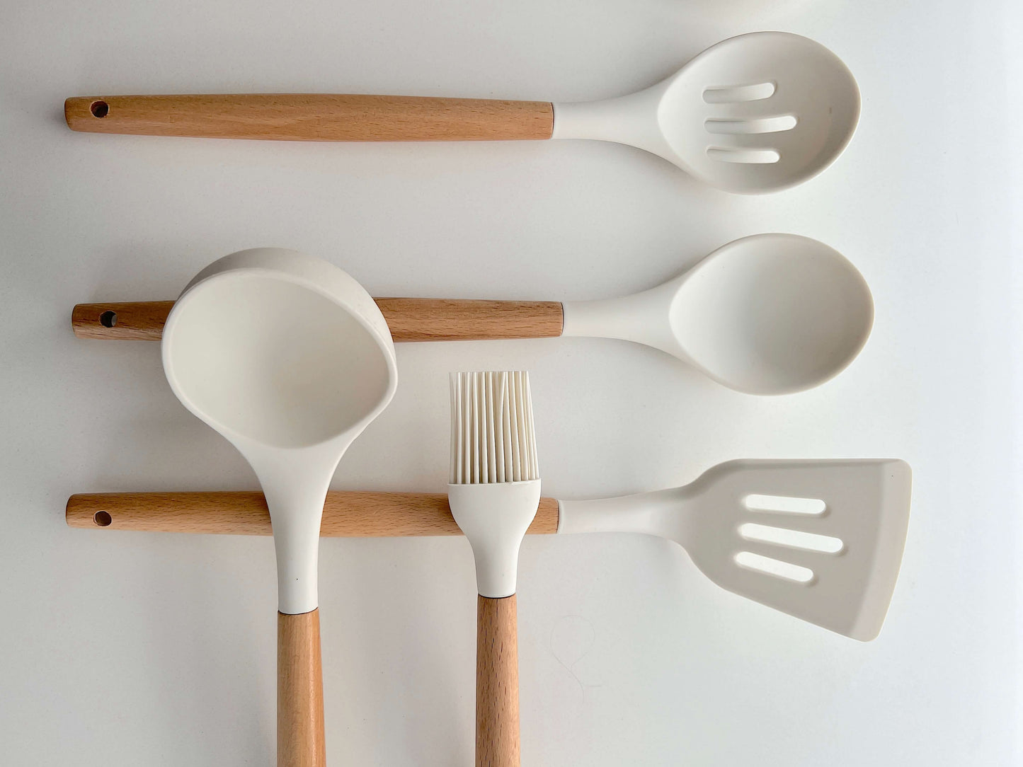 Eco-Friendly Silicone Kitchen Utensil Set with Wood Handles