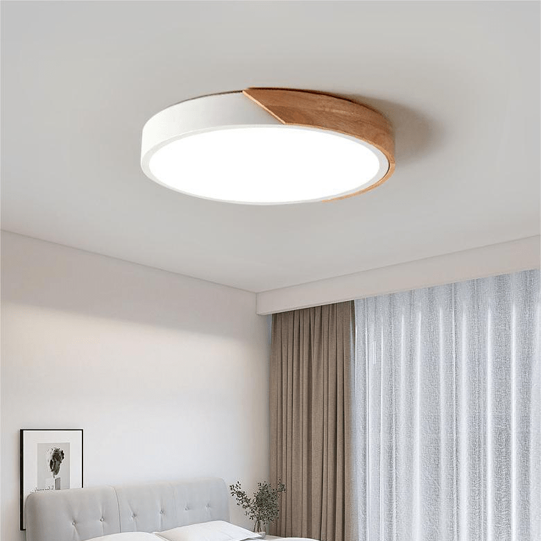 Scandinavian Wooden LED Ceiling Lamp – Round Design - Yeezlab