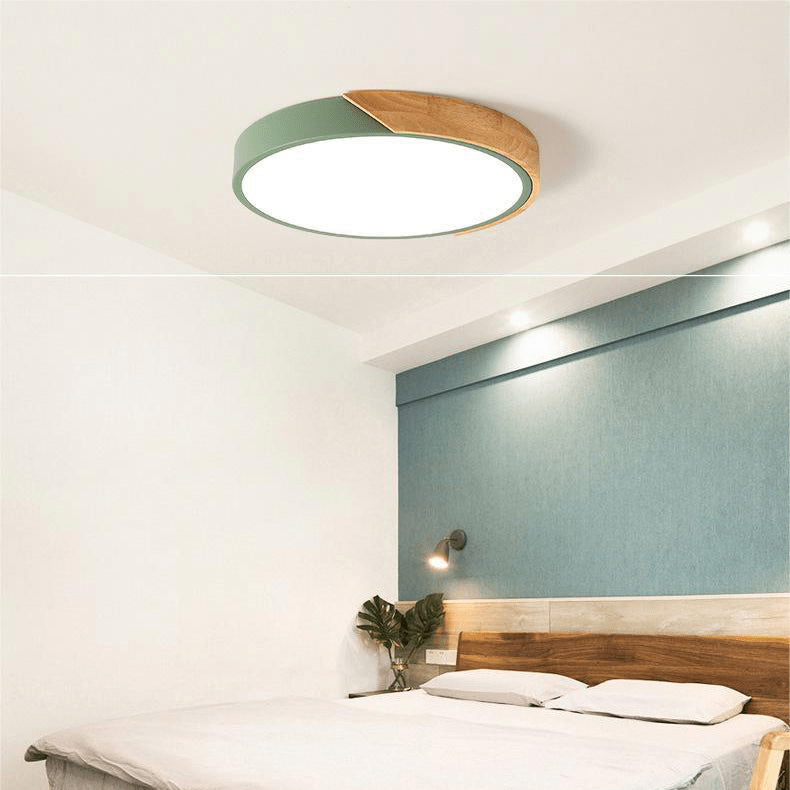 Scandinavian Wooden LED Ceiling Lamp – Round Design