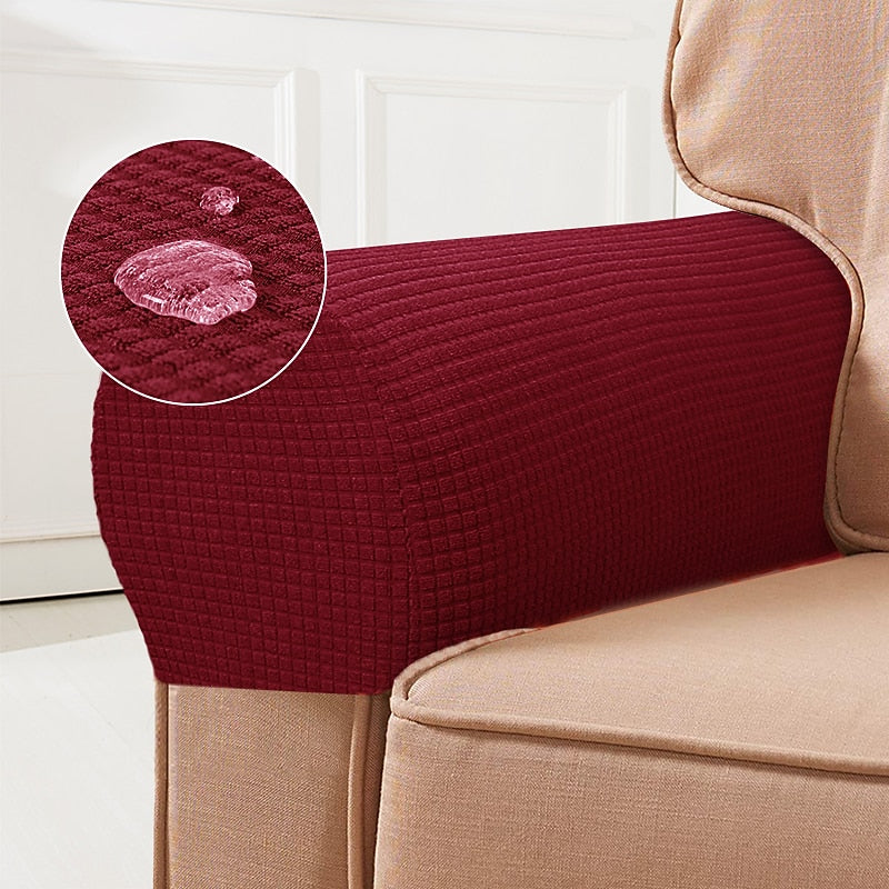 Stretchy Chair Arm Covers - Elastic Set of 2, Red