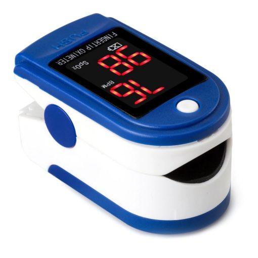Fingertip pulse oximeter with SpO2 and pulse rate display