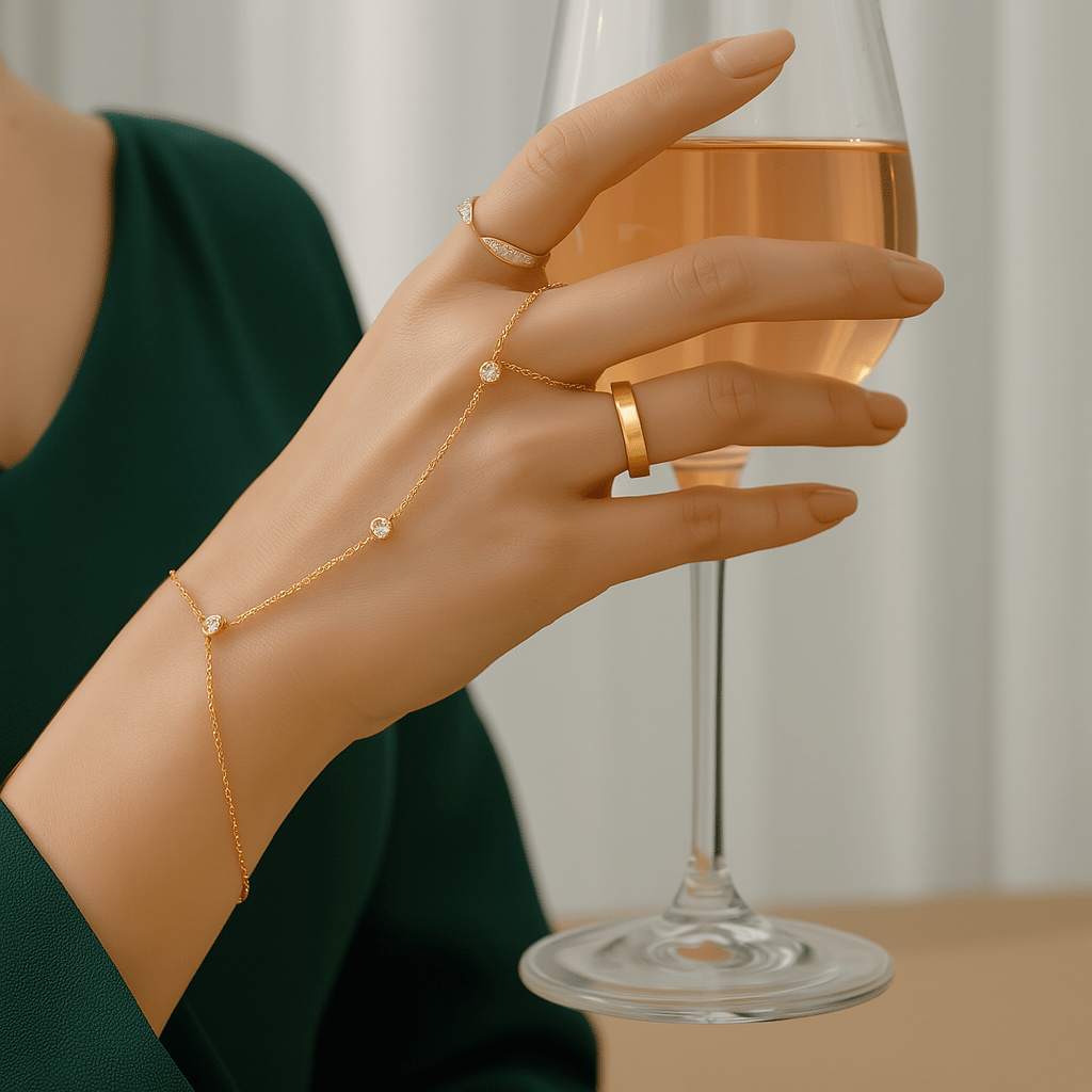 Sparkling Crystal Adjustable Palm Ring Bracelet