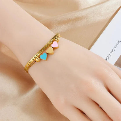 Colorful Heart Pendant Necklace and Charm Bracelet