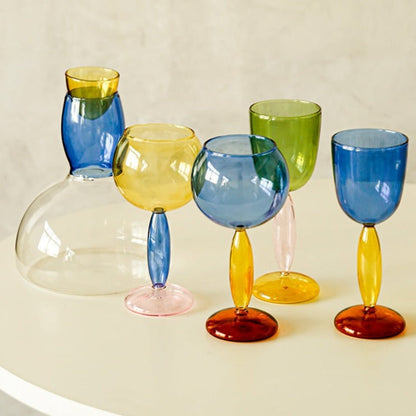 Colorful Glass Pitcher and Tumbler Set
