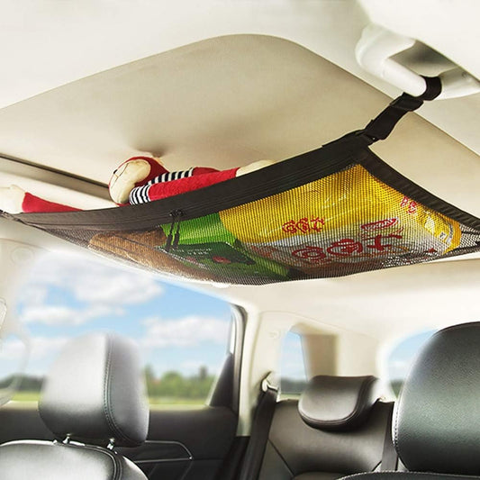 Portable Car Ceiling Space Saver Storage Net -  Double-Layer Mesh Storage Organizer with Adjustable Strap - Yeezlab