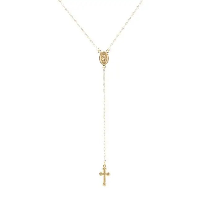 Trendy Cross Rosary Necklace – Elegant Religious Jewelry