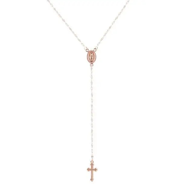 Trendy Cross Rosary Necklace – Elegant Religious Jewelry