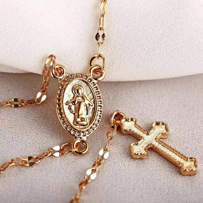 Trendy Cross Rosary Necklace – Elegant Religious Jewelry