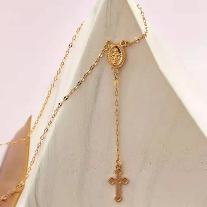 Trendy Cross Rosary Necklace – Elegant Religious Jewelry