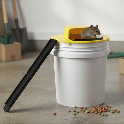 Flip-N-Slide Bucket Lid Mouse Trap