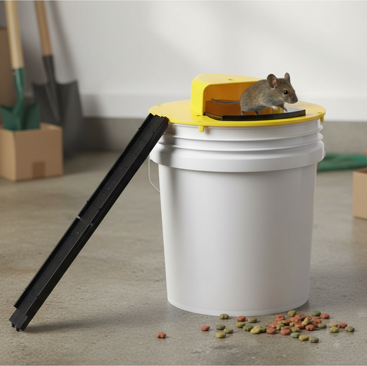 Flip-N-Slide Bucket Lid Mouse Trap