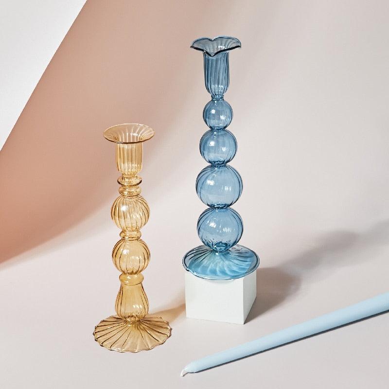 Colorful Glass Candle Holder Decorative Table Centerpiece